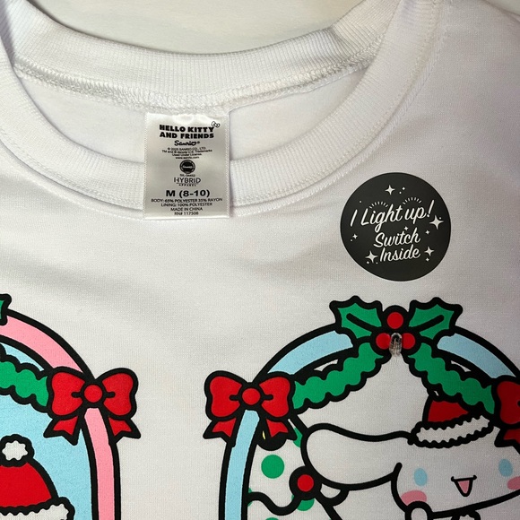 NWT Hello Kitty White and Pink Holiday Sweatshirt women sz Medium - Picture 5 of 8